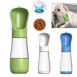 2 in 1 Portable Dog Water Bottle for Small Medium Big Dogs Cats Hiking Leakproof Durable Puppy Food Container Bulldog Supplies