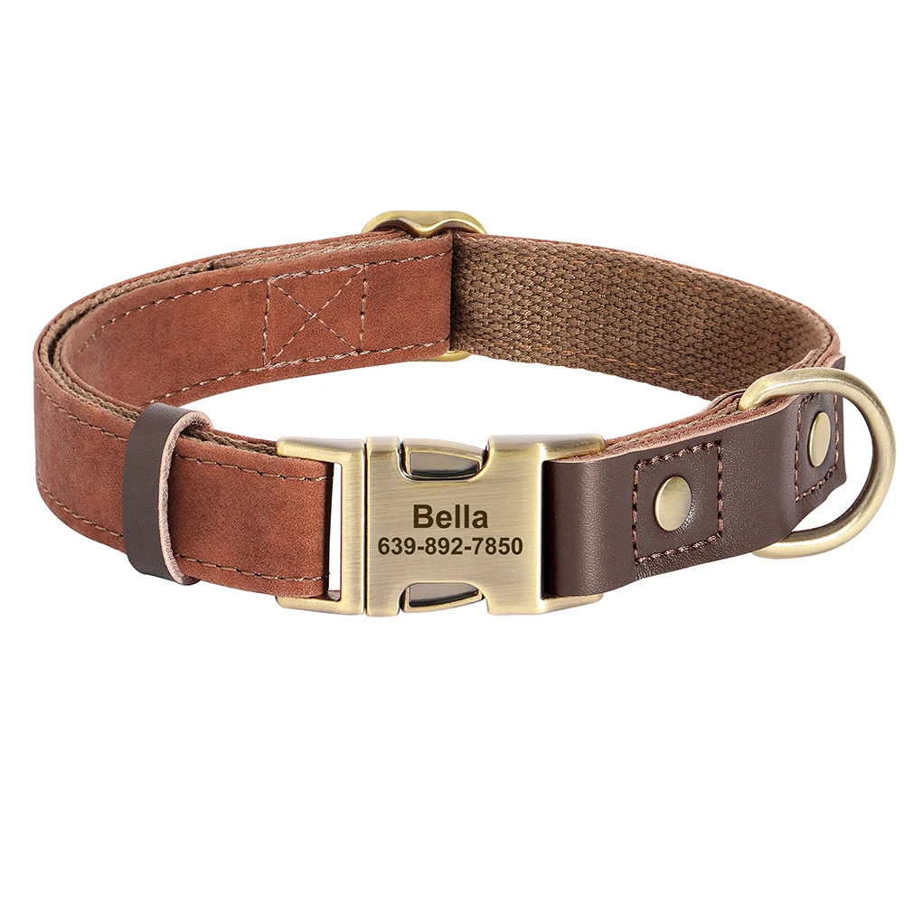 Customized Dog Collar Durable PU Leather Dog Collars Engraved Pet ID Necklace With Metal Buckle for Small Medium Large Dogs Pug - Image 12