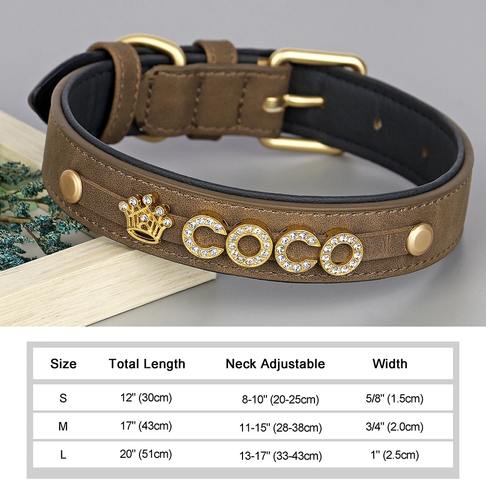 Personalized Puppy Dog Collar Bling Rhinestone Dogs Name Collars Chihuahua Pug Cat Collars Name Letter Charm Pet Accessories - Image 24
