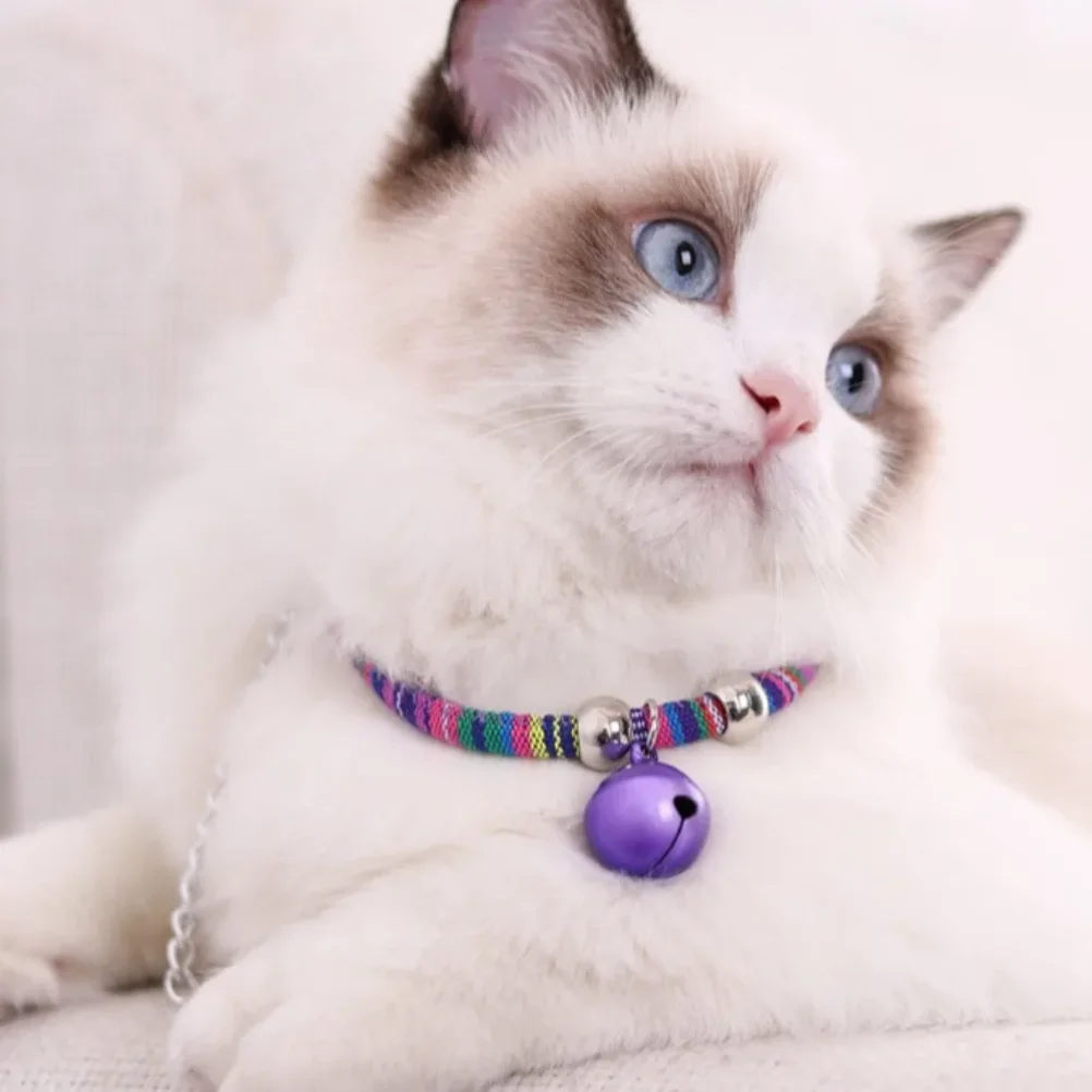 Fashion Pet Bell Collar Necklace Nylon Fabric Kitten Accessory Cats Collar With Extension Chain Cats Puppy Decoration Product - Image 4