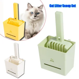 1Set Plastic Self Cleaning Cat Litter Scoop Set with Base Durable Litter Box Shovel for Cats Kitten Toilet Cleaning Tools