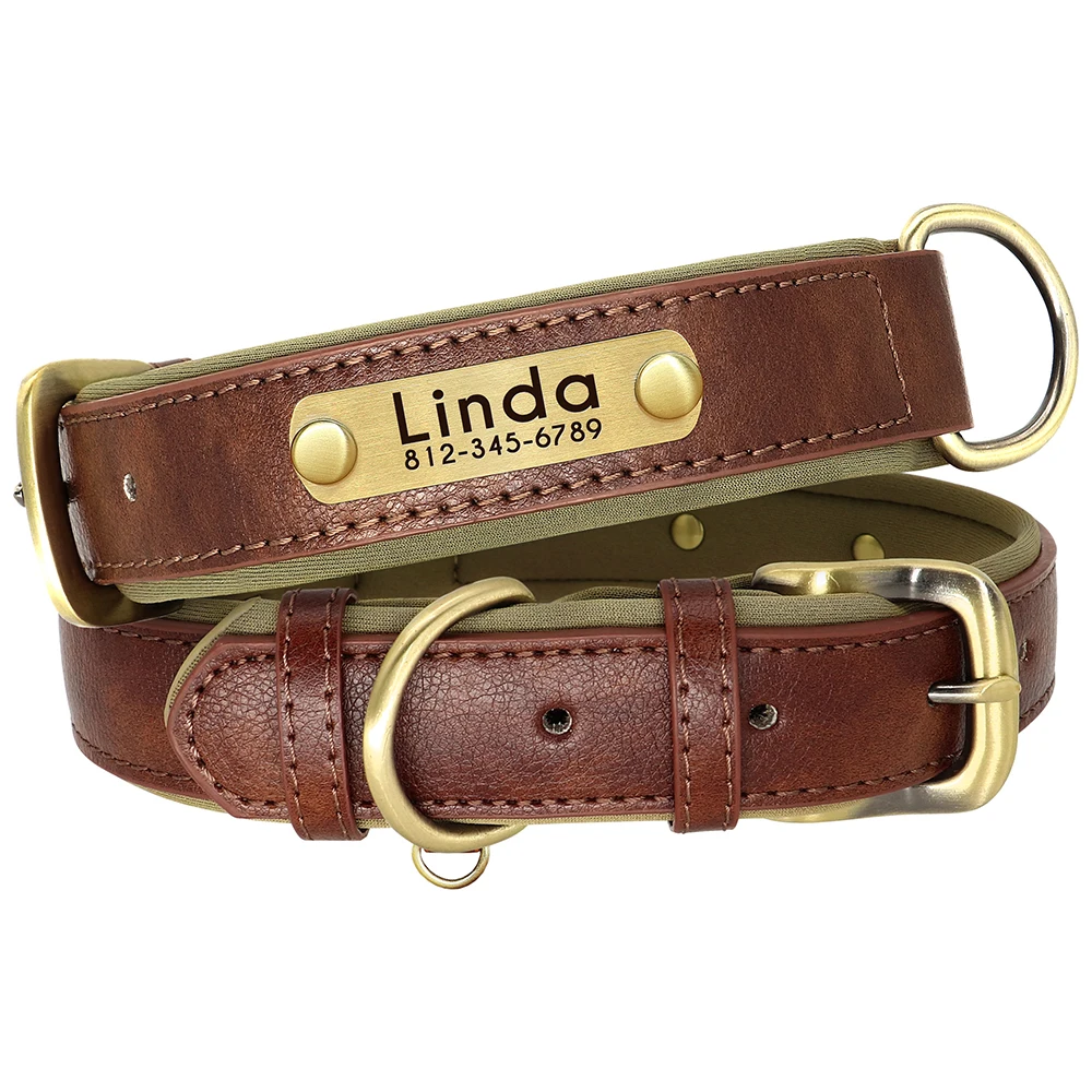 Personalized PU Leather Padded Dog Collar Customized ID Nameplate Pet Collar For Small Medium Dogs Durable Necklaces Accessories - Image 8