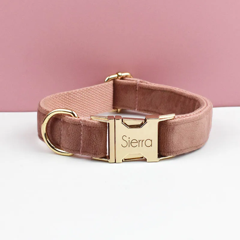 Velvet Collar Free Engrave Dog Collar Leash For Medium Big Pet Necklace Dog Accessories Dog Collars - Image 14