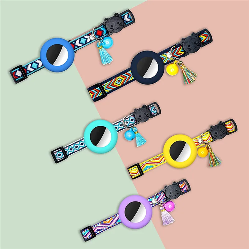New Airtag Pet Collar Adjustable Nylon Puppy Cat Collar With Bell Anti-lost Pet Necklace With Apple Airtag Holder Pet Supplies - Image 2