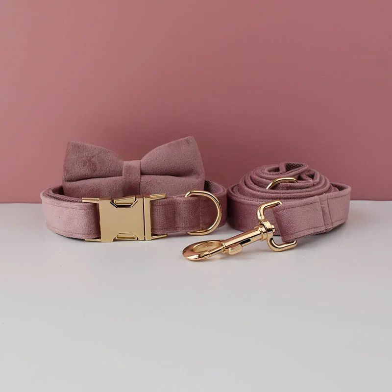 Velvet Collar Free Engrave Dog Collar Leash For Medium Big Pet Necklace Dog Accessories Dog Collars - Image 26