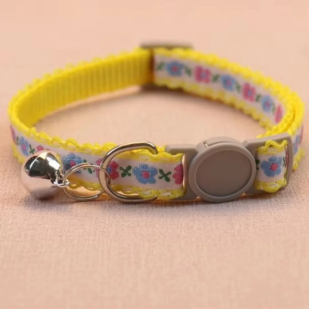Fashion Floral Embroidered Cat Collars Adjustable Durable Pet Collars Cute Lace Collar With Bell Cat Supplies - Image 18