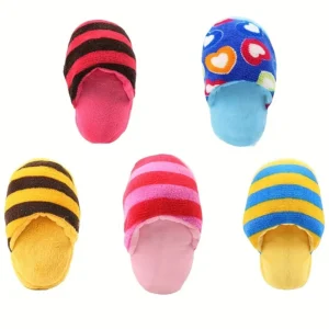Cartoon Animal Design Slipper Shape Squeaky Plush Dog Toy Dog Durable Chew Toy For Dog And Cat Interactive Supply