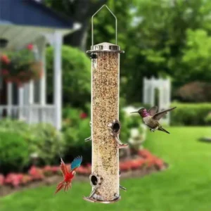Metal Bird Feeder Automatic Transparent Bird Food Dispenser Waterproof Large Capacity Bird Feeding Bowl Balcony