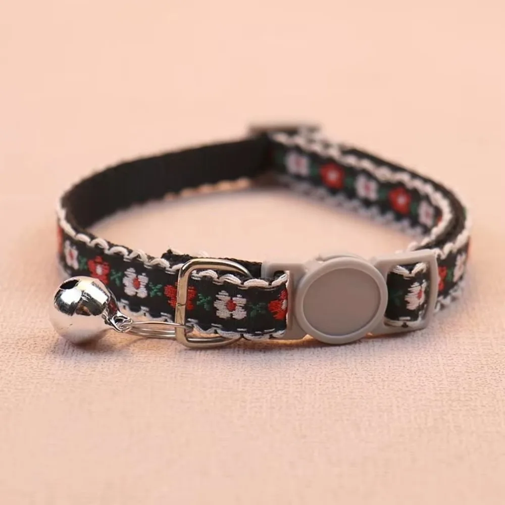 Fashion Floral Embroidered Cat Collars Adjustable Durable Pet Collars Cute Lace Collar With Bell Cat Supplies - Image 10
