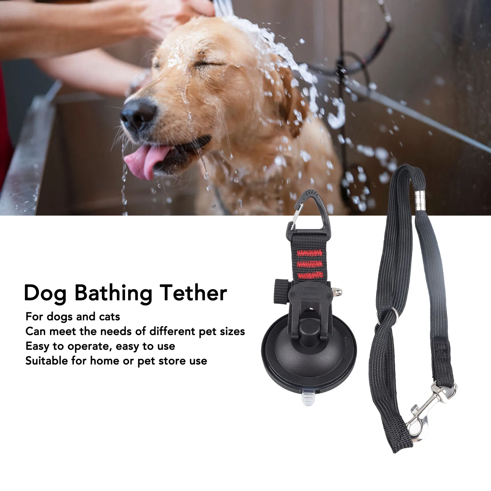 Dog Bathing Tether with Suction Cup Adjustable Collar Dog Tub Restraint Leash for Pet Dog Cat Shower and Grooming - Image 4