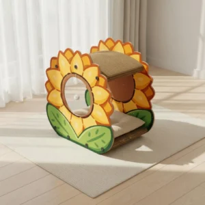 Marigold Cat Scratcher House Protects Furniture 2-Tier Cardboard Cat Lounger Corrugated Scrape Pad Mess Messless Stable