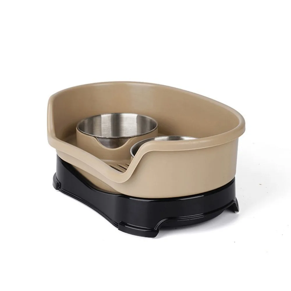 with Baffle Stainless Steel Dog Bowl Non-slip Removable Feeding Basin Water Bowl Eating and Drinking Water Detachable - Image 2