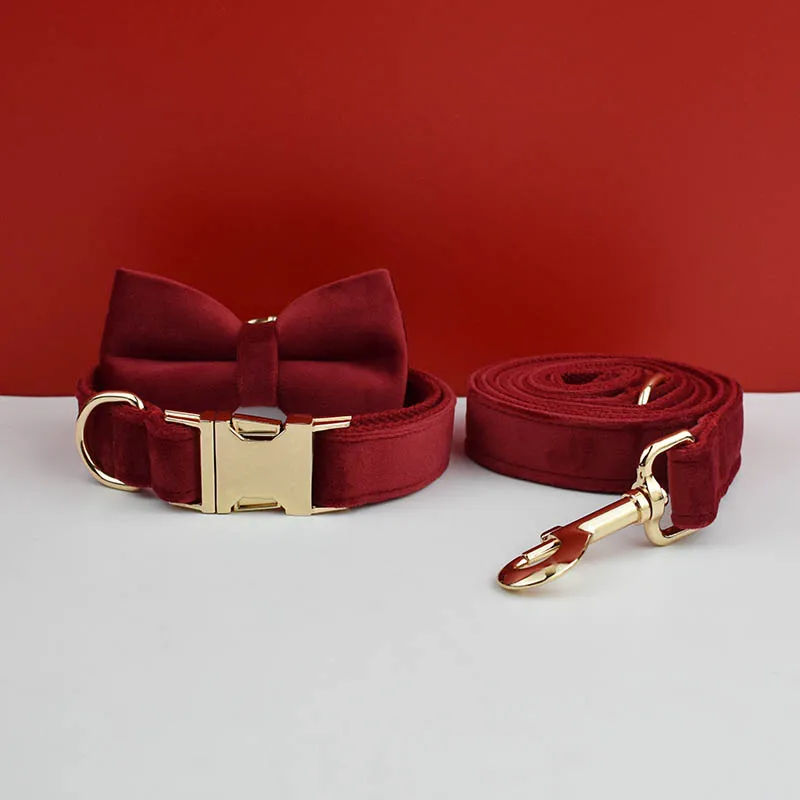 Velvet Collar Free Engrave Dog Collar Leash For Medium Big Pet Necklace Dog Accessories Dog Collars - Image 33