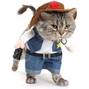 Pet Transformation Dog Costume Funny Stand Up Costume Pirate Cowboy Pet Dog Costume Cowboy with Hat Cat Small Dog Halloween