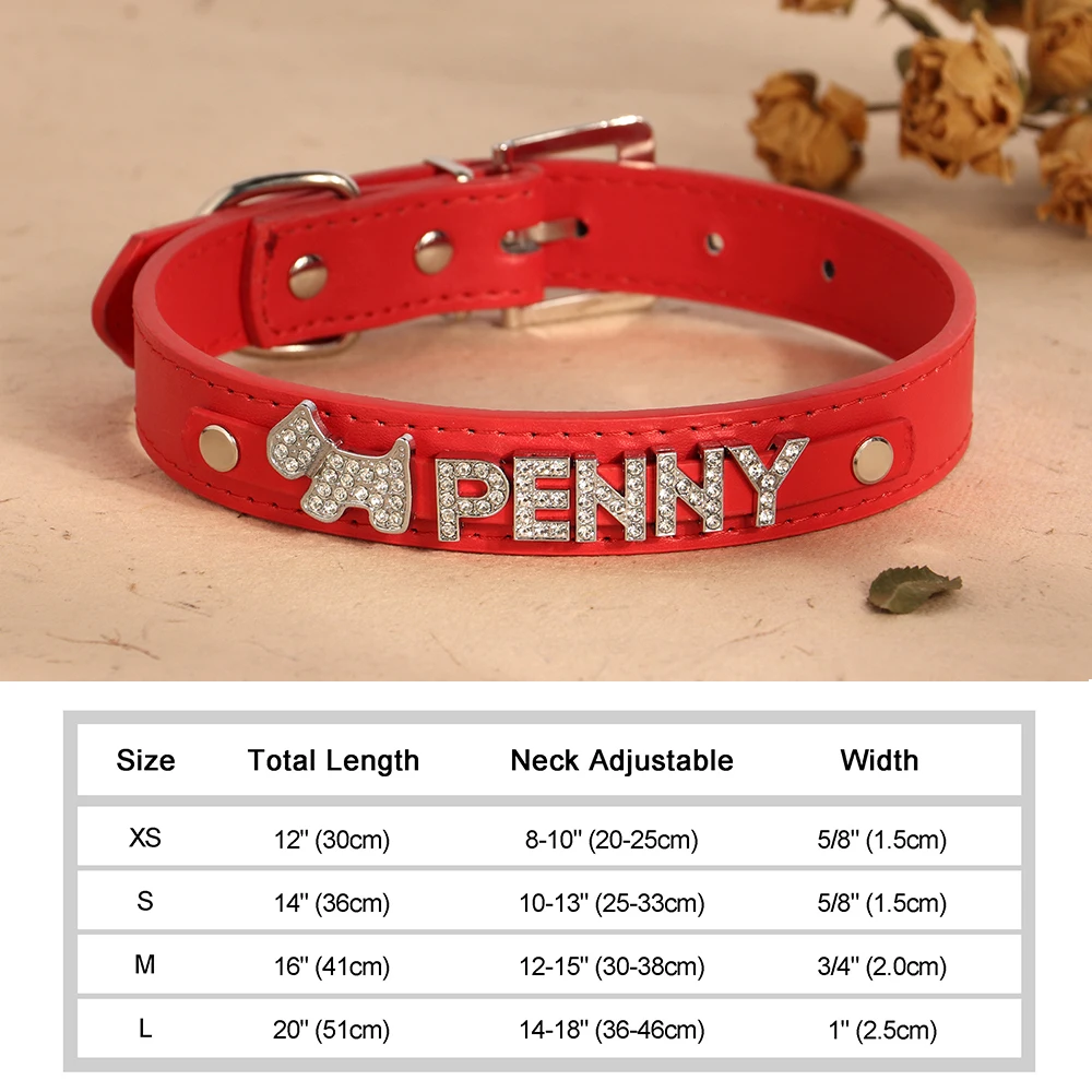 Personalized Puppy Dog Collar Bling Rhinestone Dogs Name Collars Chihuahua Pug Cat Collars Name Letter Charm Pet Accessories - Image 20