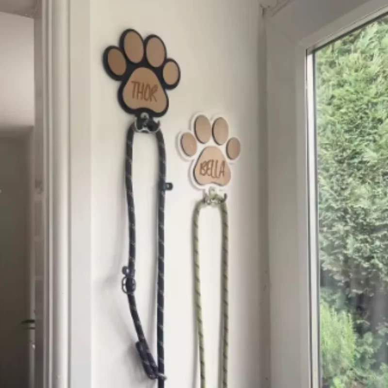 Custom Wooden Paw Print Dog Leash Hanger Wall Hook - Claw Design Coat & Collar Holder for Dog Lovers Unique Pet Gift - Image 6