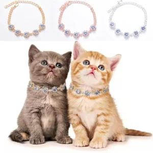 Cat Dog Versatile Necklace Pet Supplies Zircon Flower Full Diamond Necklace Super Cute Jewelry Cat Collar Princess Dress Up Gift