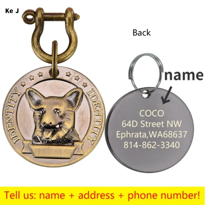 Customizable Engraved Pets ID Tag for Dog Cat Bronze Nameplate Tags Personalized Anti-lost Address Number Dogs Collar ID Pendant - Image 11
