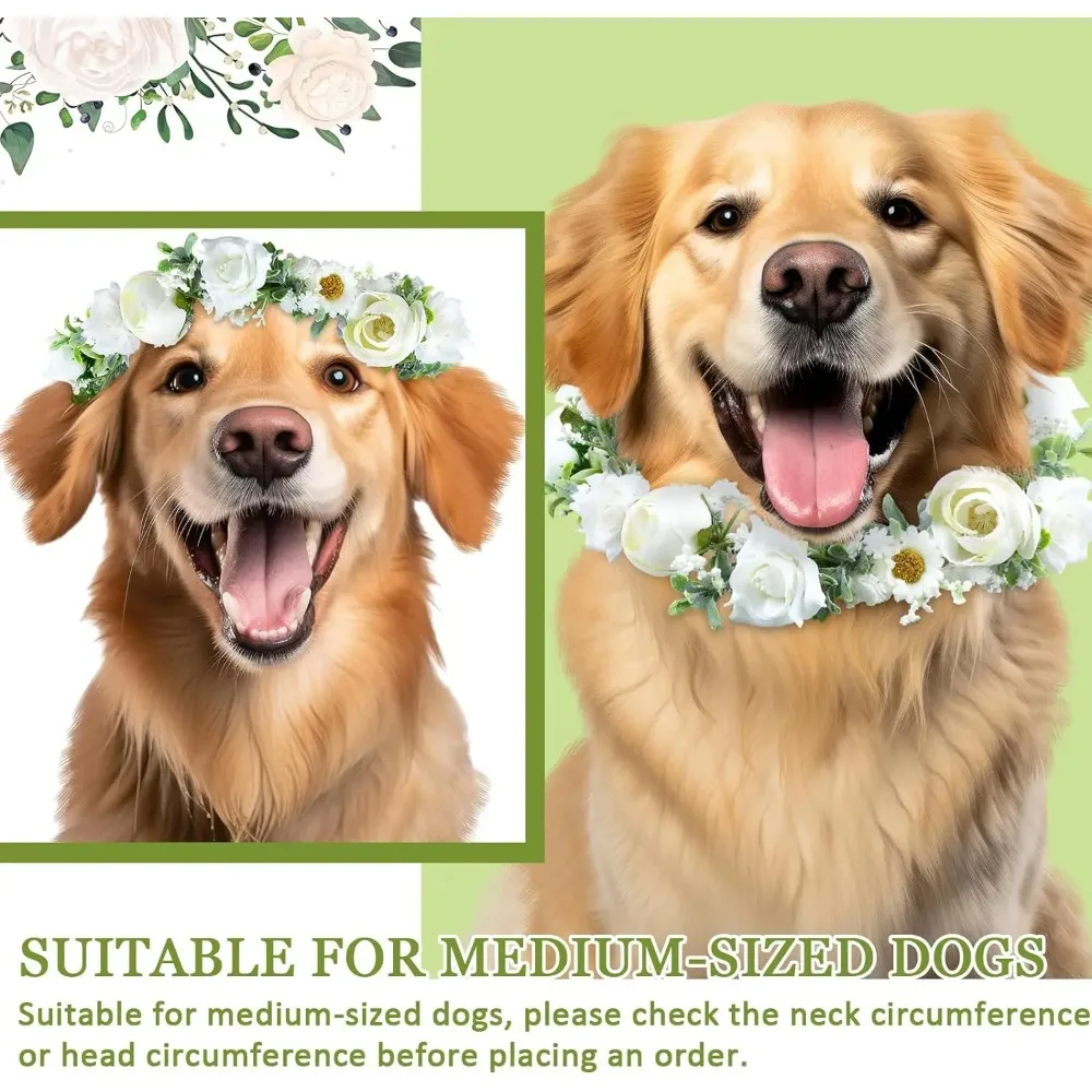 Adjustable Elegant Flower Dog Collar for Medium Large Dogs Cats Wedding Photo Props Pet Costume Accessories - Image 2