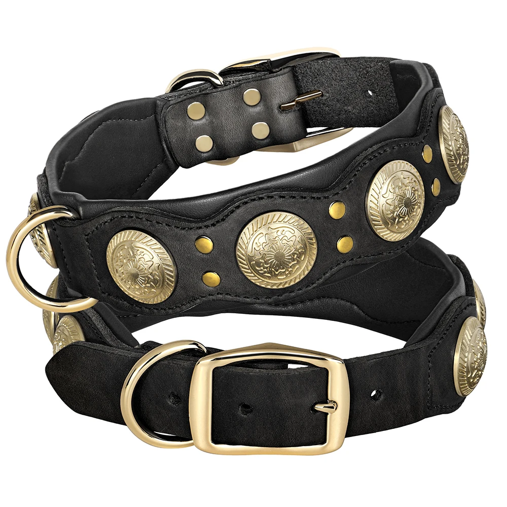 Durable Real Leather Dog Collar Cool Spiked Studded Collars for Medium Large Dogs Genuine Leather Pet Collar Pitbull Bulldog - Image 7