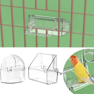 1PCS Transparent Parrot Feeder Bird Food Bowl Hangable Detachable With Stand Prevent Scattering Dispenser Parrots Food Container
