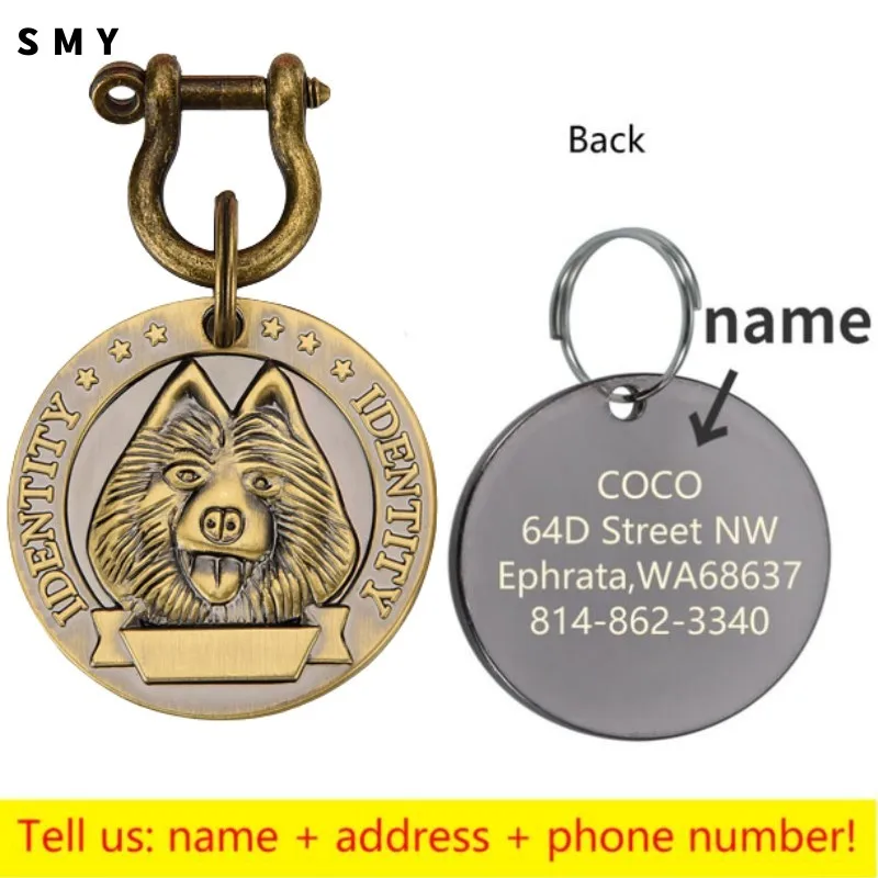 Customizable Engraved Pets ID Tag for Dog Cat Bronze Nameplate Tags Personalized Anti-lost Address Number Dogs Collar ID Pendant - Image 14
