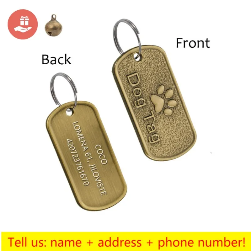 Customizable Engraved Pets ID Tag for Dog Cat Bronze Nameplate Tags Personalized Anti-lost Address Number Dogs Collar ID Pendant - Image 7
