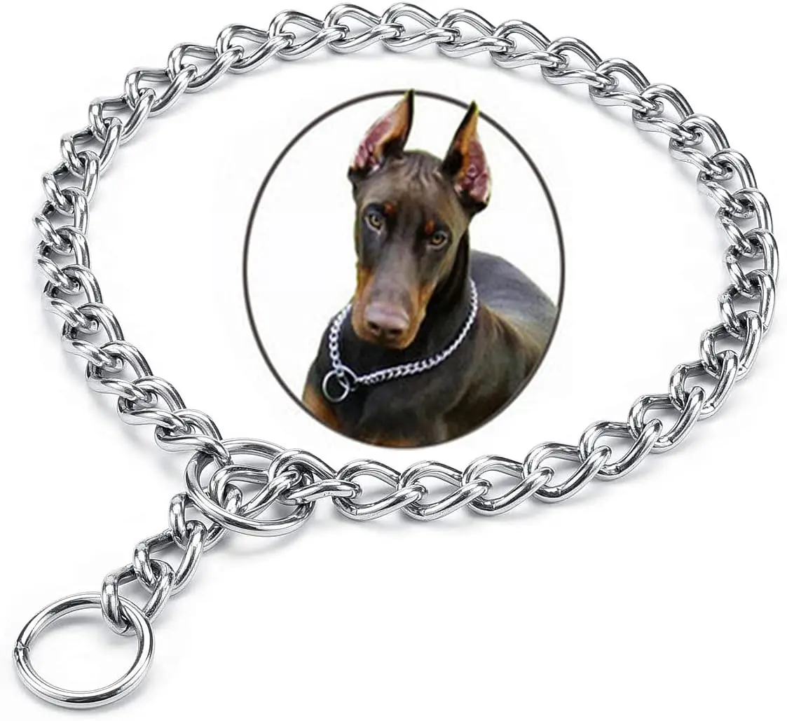 Durable Silver Dog Chain Collar Stainless Steel Choke Cuban Link Necklace Pet Training Collar for Small Medium Large Dogs Pitbul - Image 7