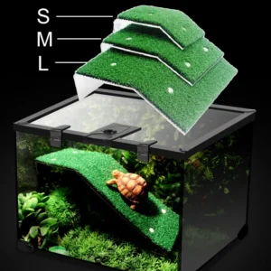 Small Pets Turtle Resting Basking Drying Platform Reptile Tortoise Climbing Ladder Simulated Lawn Tank Decoration Habitat Decor