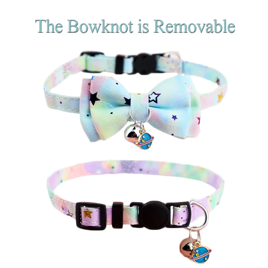 Star Cat Collar with Bell Breakaway Bowknot Small Pet Dog Collars Necklace Quick Release Collier Chain for Puppy Goats - Image 5