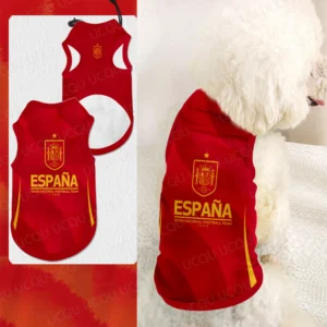 Spain 25-26 Pet Jersey – Classic Legend Soccer Outfit for Dogs & Cats, Oversized Breathable Fanwear