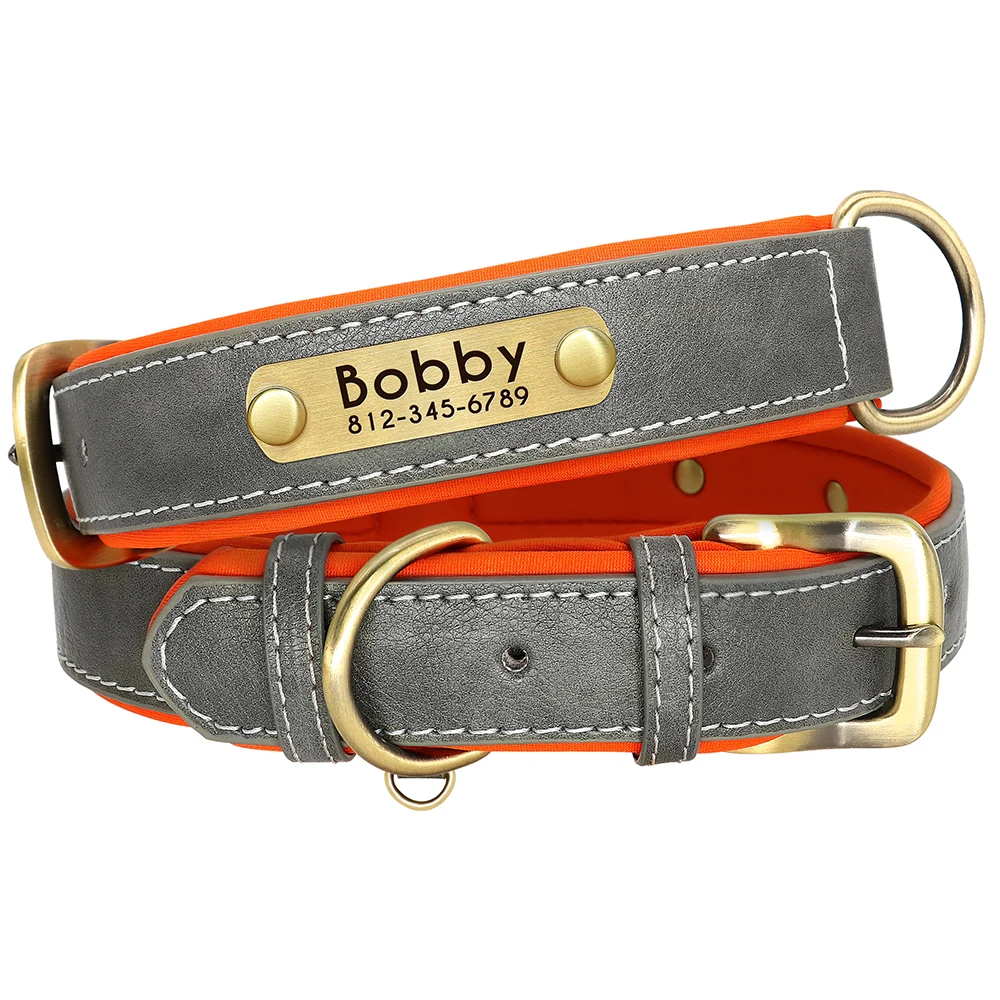 Personalized PU Leather Padded Dog Collar Customized ID Nameplate Pet Collar For Small Medium Dogs Durable Necklaces Accessories - Image 11