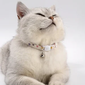 Polka Dot Pet Collar With Bell Soft Leather Lining Kitten Cat Neck Ring Comfortable Wear Resistant No Harm To Skin Adjustable