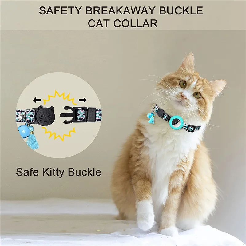 New Airtag Pet Collar Adjustable Nylon Puppy Cat Collar With Bell Anti-lost Pet Necklace With Apple Airtag Holder Pet Supplies - Image 4
