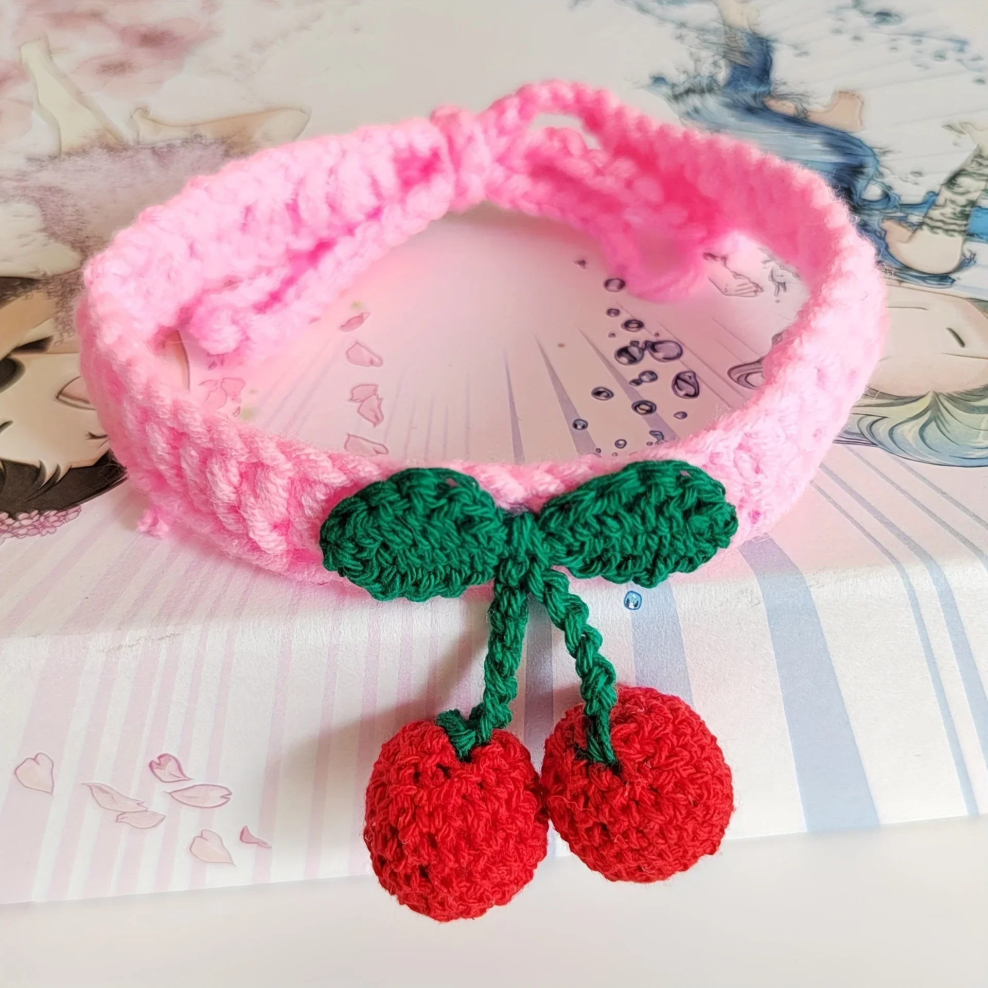 Pet Collar Handmade Knitted Cat Collar With Cherry Decor Cute Cat Necklace Cat Supplies ะพัะตะนะฝะธะบ ะดะปั ะบะพัะตะบ para gatos accesorios - Image 9
