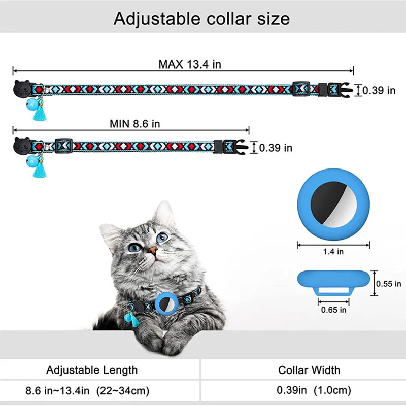 New Airtag Pet Collar Adjustable Nylon Puppy Cat Collar With Bell Anti-lost Pet Necklace With Apple Airtag Holder Pet Supplies - Image 6
