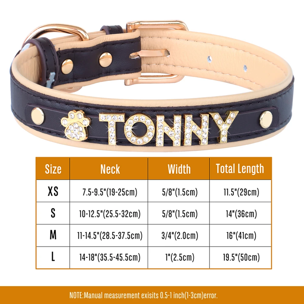 Personalized Puppy Dog Collar Bling Rhinestone Dogs Name Collars Chihuahua Pug Cat Collars Name Letter Charm Pet Accessories - Image 23