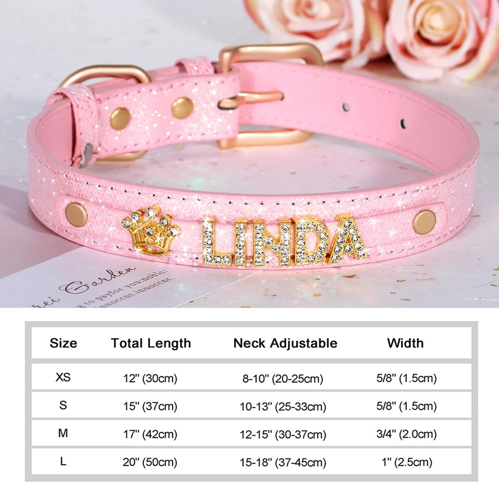 Personalized Puppy Dog Collar Bling Rhinestone Dogs Name Collars Chihuahua Pug Cat Collars Name Letter Charm Pet Accessories - Image 18