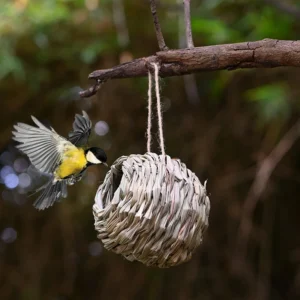 Eco-Friendly Hand-Woven Rattan Birdhouse Nest with Natural Fibers for Cage Decor Pet Habitat Garden Craft Safe for Pets