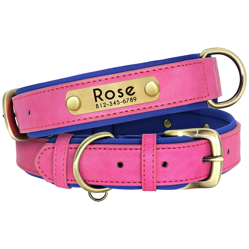 Personalized PU Leather Padded Dog Collar Customized ID Nameplate Pet Collar For Small Medium Dogs Durable Necklaces Accessories - Image 13