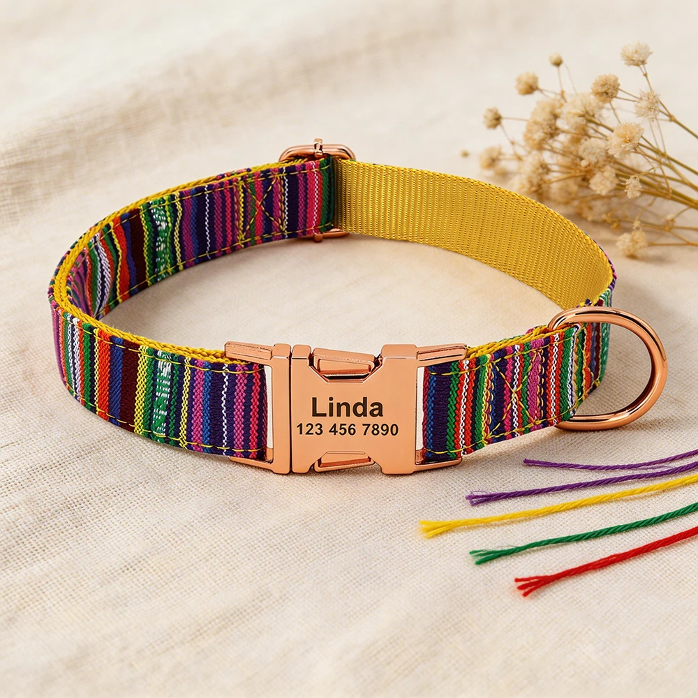 Custom Dog Collar Nylon Dog Collars Free Engraved Pet Puppy Dog Name ID Buckle Necklace Adjustable for Small Medium Large Dogs - Image 9