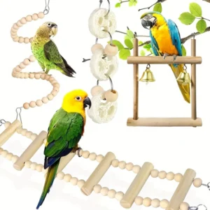 8-Piece Parrot Toy Combination Set Pet Bird Toy Set Pet Standing Toy Pet Bell S003927