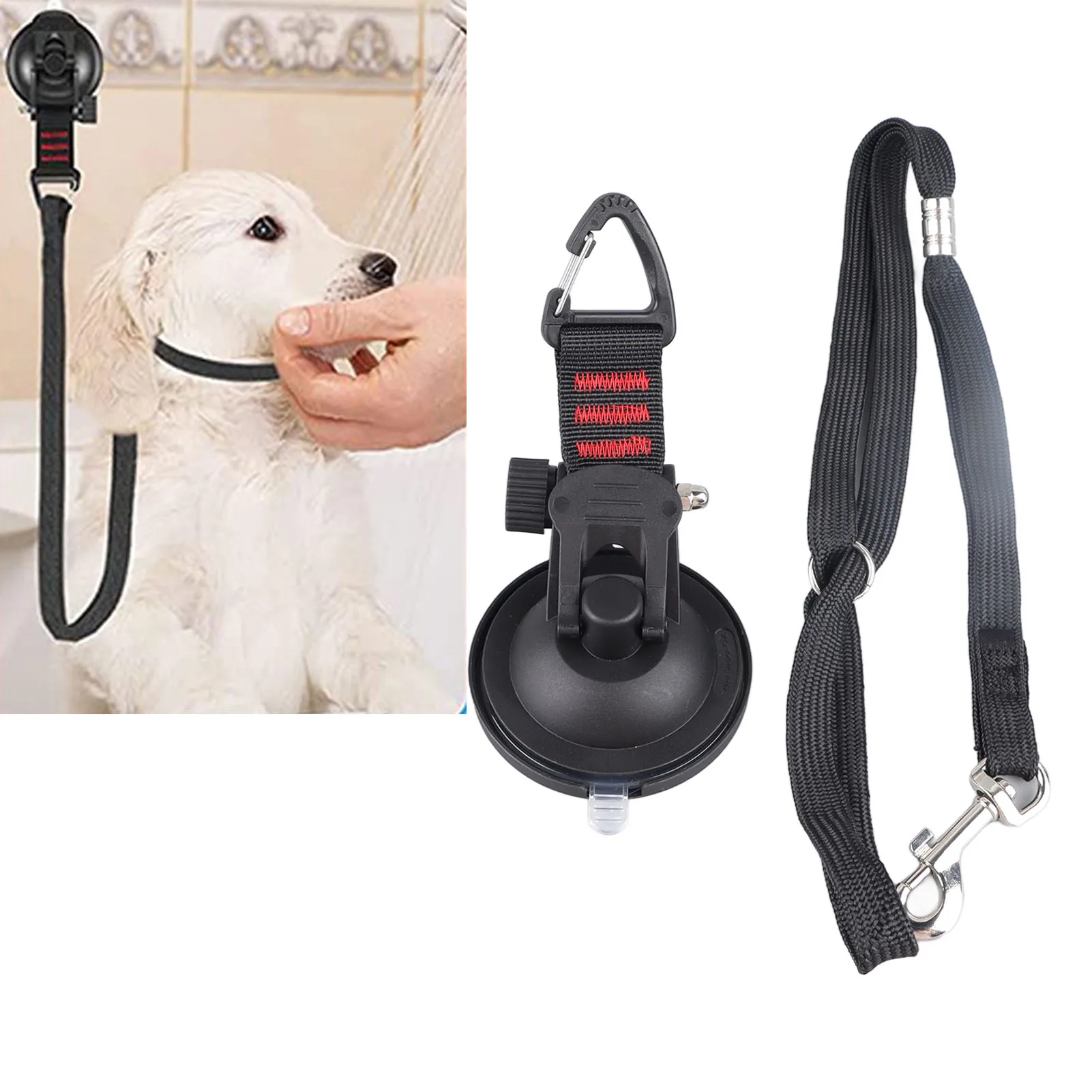 Dog Bathing Tether with Suction Cup Adjustable Collar Dog Tub Restraint Leash for Pet Dog Cat Shower and Grooming - Image 2