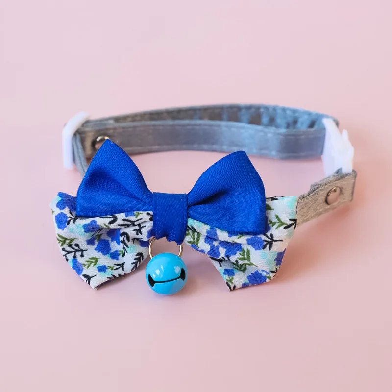 Bow Pet Collar, Cat Dog Collar Macaron Bell Safety Buckle Gradient Floral Bow Adjustable Knot Cat Collars for Kitten and Puppies - Image 10