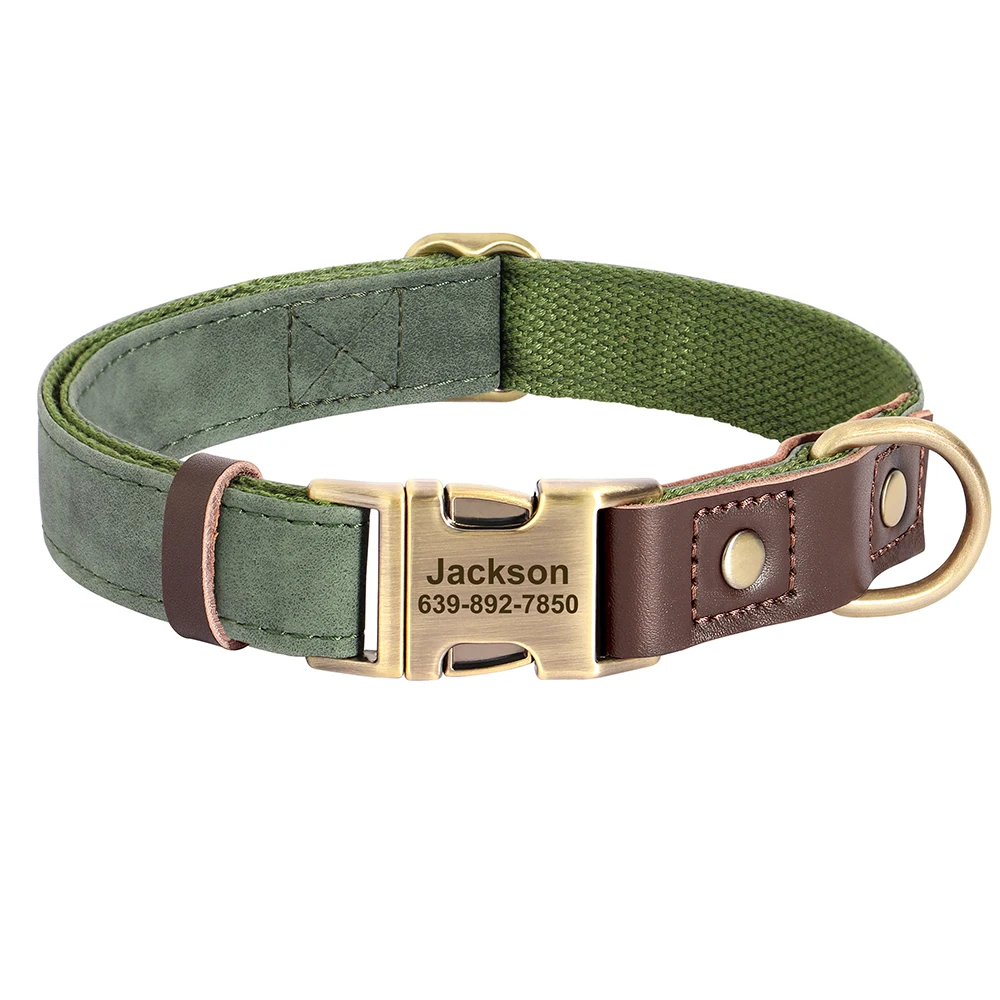 Customized Dog Collar Durable PU Leather Dog Collars Engraved Pet ID Necklace With Metal Buckle for Small Medium Large Dogs Pug - Image 8