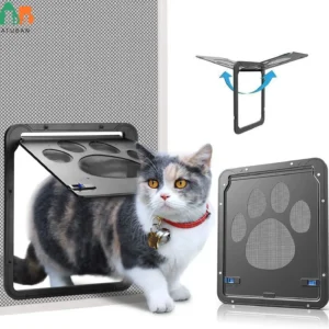Pet Screen Door,Inside Door 8x10x0.4 inch,Lockable Magnetic Flap Screen Automatic Lockable Black Door for Puppy Dog and Cat Door