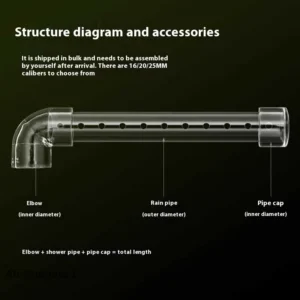 【E】Aquarium Rain Spray Bar Outflow Pipe Transparent Acrylic Rain Shower Outlet Tube Kit Fish Tank External Filter Accessries