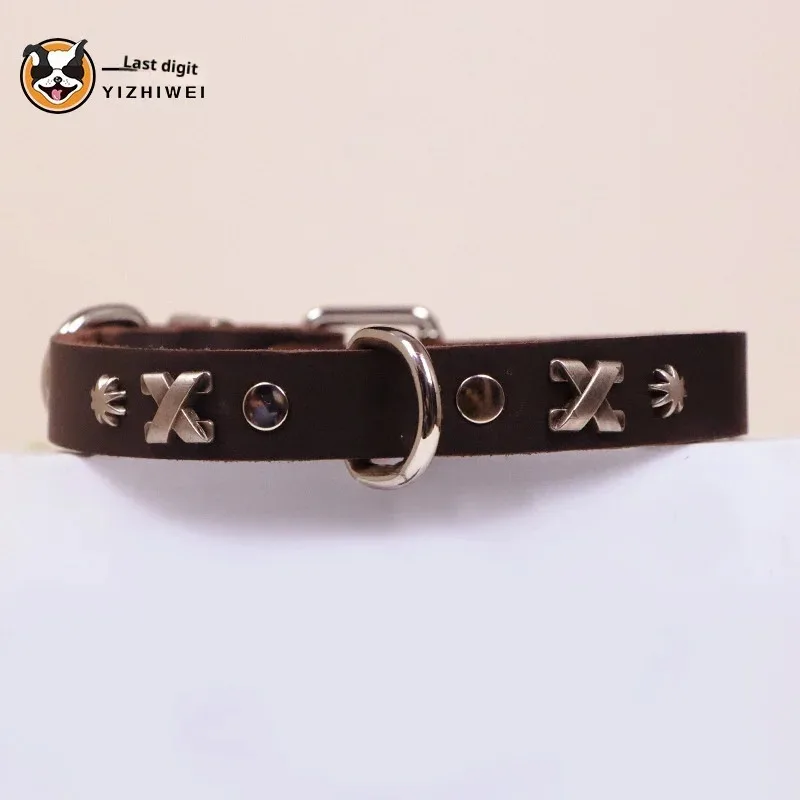 Vintage Leather Dog Set - Handcrafted Genuine Cowhide Collar & Lead for Golden Retriever Malamute, Retro Training Gear for Large - Image 5