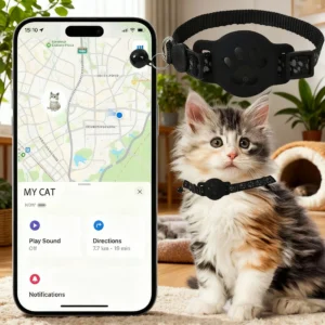 Cat Locator Collar Lightweight Adjustable Real Time GPS Tracking Outside Reflective Strips For Night Safety Enhance Pet Safety