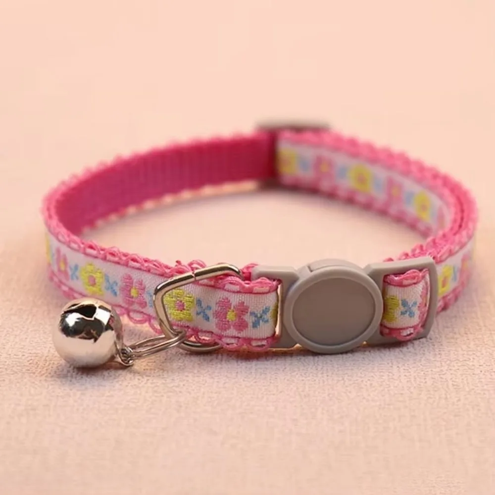 Fashion Floral Embroidered Cat Collars Adjustable Durable Pet Collars Cute Lace Collar With Bell Cat Supplies - Image 8